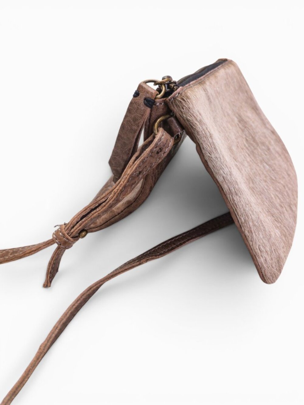 49 Square Miles Leather & Hair-On-Hide Crossbody, Dual-Pocket Design - Picture 6 of 15
